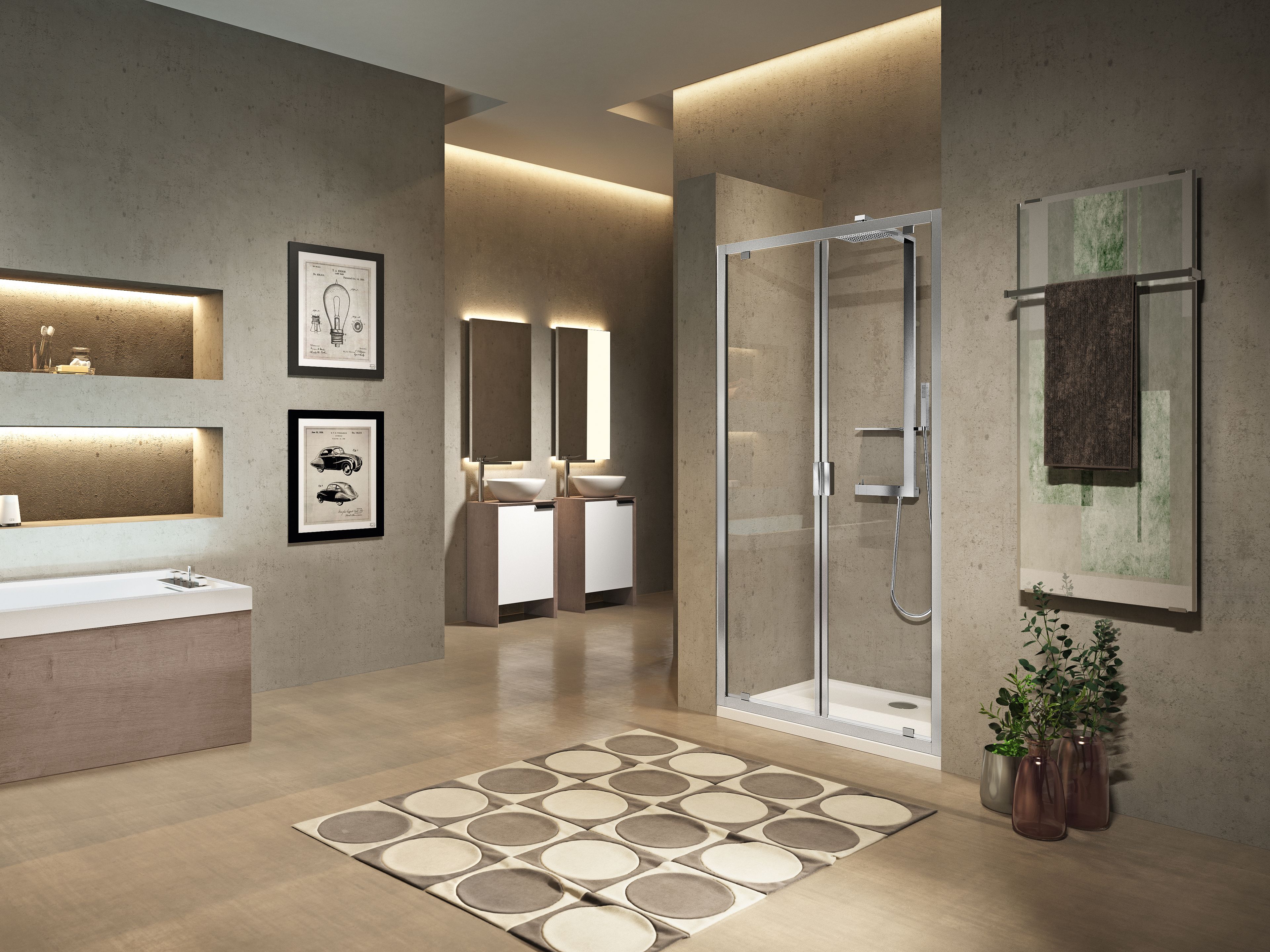 Угловая душевая кабина с распашной дверью Novellini Lunes ARCH-00086056