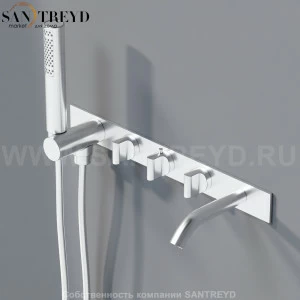 Agape SQUARE Термостат с ручным душем для ванны хромированный матовый ARUB1117SP
