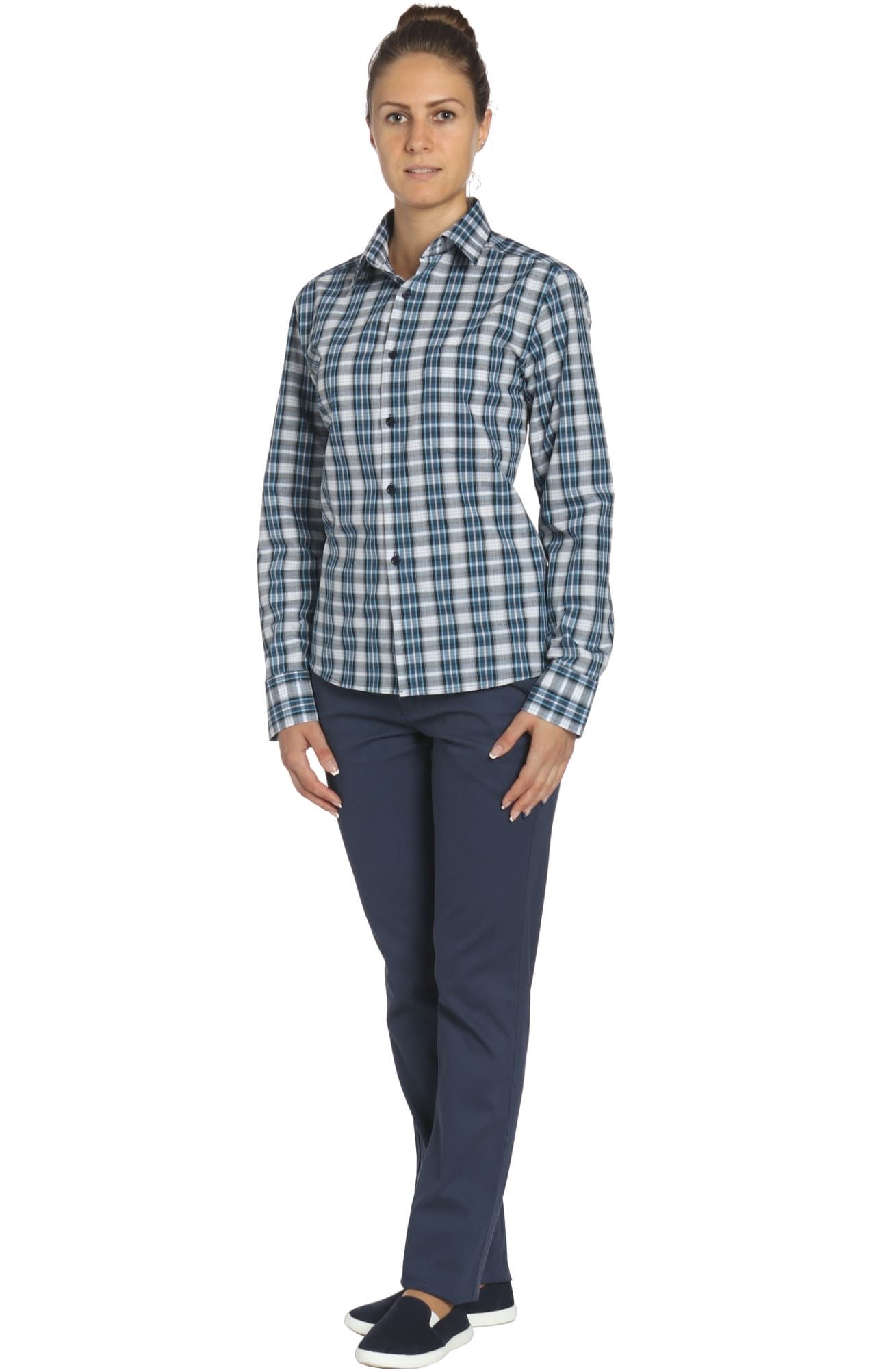 67803 Рубашка в клетку plaid blue (шотландка синяя) HIPSTER  Толстовки, рубашки, футболки, тенниски  размер 40 (80)  - Вид №4