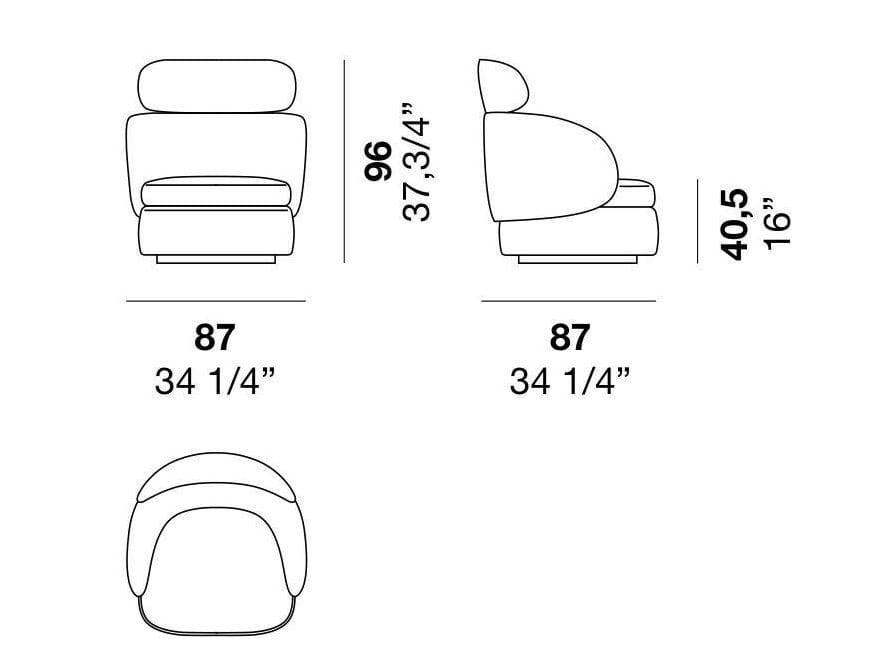 Тканевое кресло с подголовником Alf DaFrè Sobi ARCH-00080331 - Вид №3