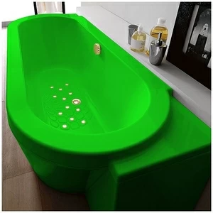 Ванна Gruppo treesse Playa V818C-SX-ZEZ зелёная с золотой фурнитурой и аэромассажем овальная угловая пристенная левая