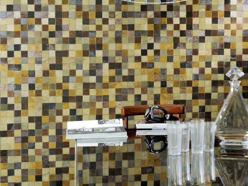 Élitis Обои в клетку с виниловым эффектом кожи Indomptée sun-id-1436130