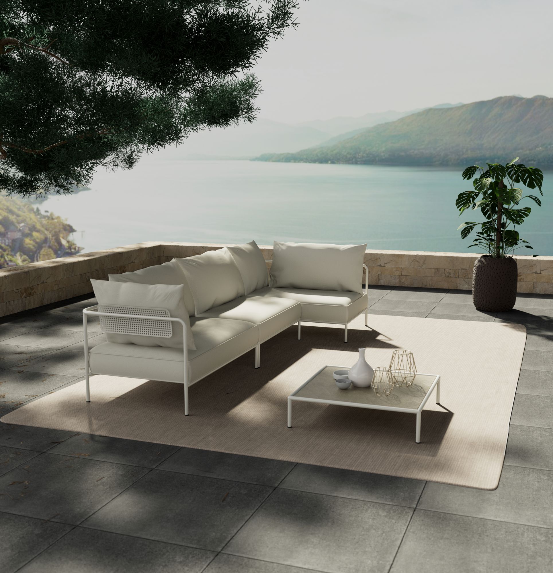 Угловой модульный садовый диван из акриловой ткани S-CAB лоскут ARCH-00069994 - Вид №6