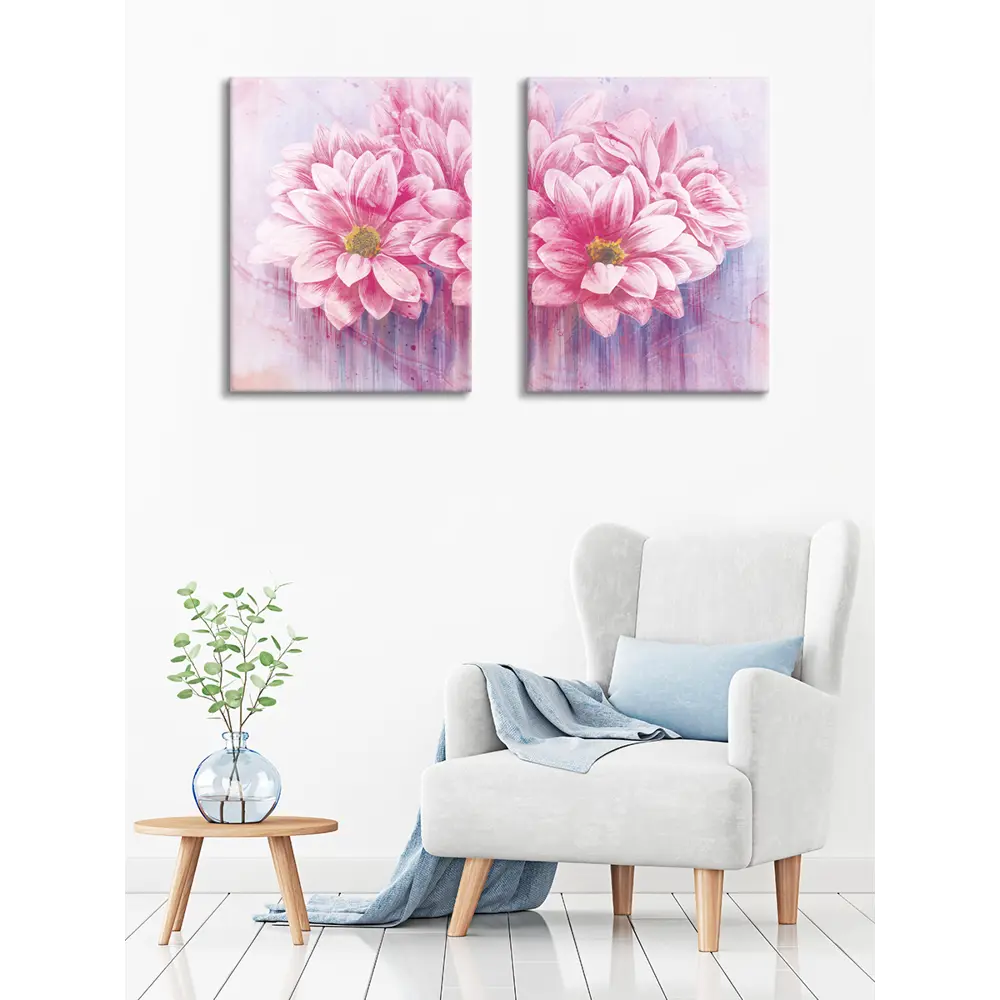 Картина модульная Розовые цветы 45x60 см 2 шт. 86731878 STLM-2181992 POSTERMARKET  - Вид №5