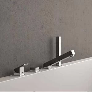 1851 1 Euclide Смеситель  для ванны набортный 4 отв. с ручным душем цвет хром.