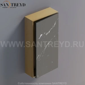 LIFT Модульный шкаф 80 см с правой дверью на доводчиках. Модули могут располагаться горизонтально и вертикально. Отделка: натуральный дуб и черный мрамор. AMOB052NMRTDX