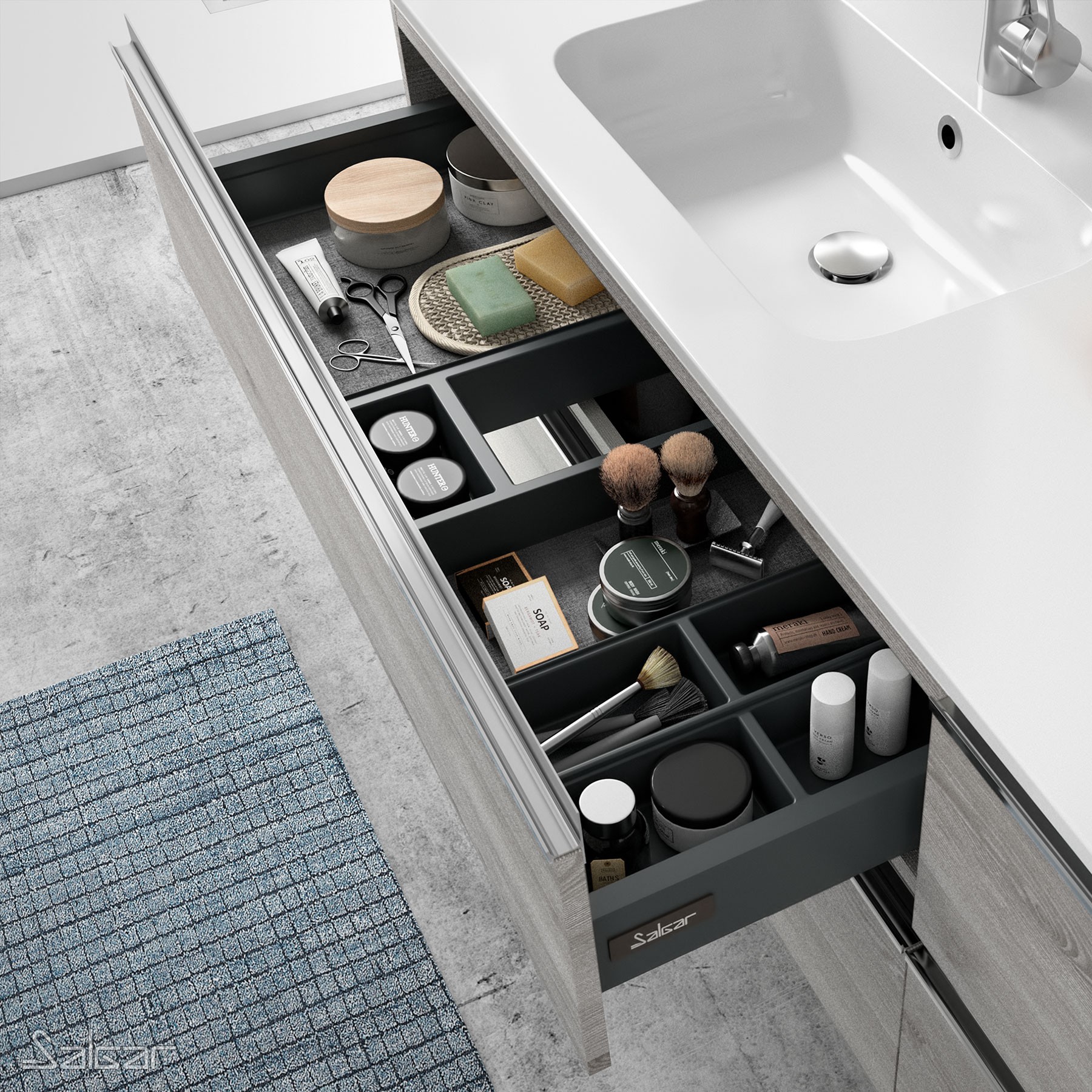 22806 SALGAR Мебель для умывальника SPIRIT 1000 2 металлических ящика BAY PINE 997 x 540 x 450 мм Лавровая сосна - Вид №2