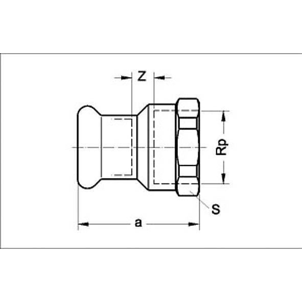 11327076212 SANHA 13270G пресс-фит. солн., бронза, муфта переходная ВПр-ВР 76,1x21/2 мм  - Вид №1