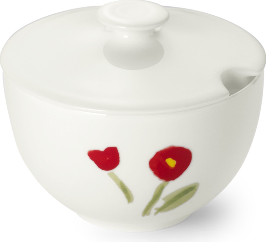 10639871 Dibbern Сахарница круглая Dibbern "Впечатление.Красные маки" 250мл Фарфор 