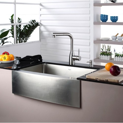 KHF200-30-KPF2140-KSD30SN Накладная раковина на столешницу  прямоугольная Krausru  - Вид №5