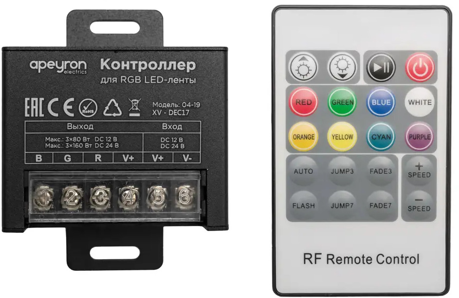 APEYRON Контроллер RGB с радиоуправлением для светодиодных лент 13444612