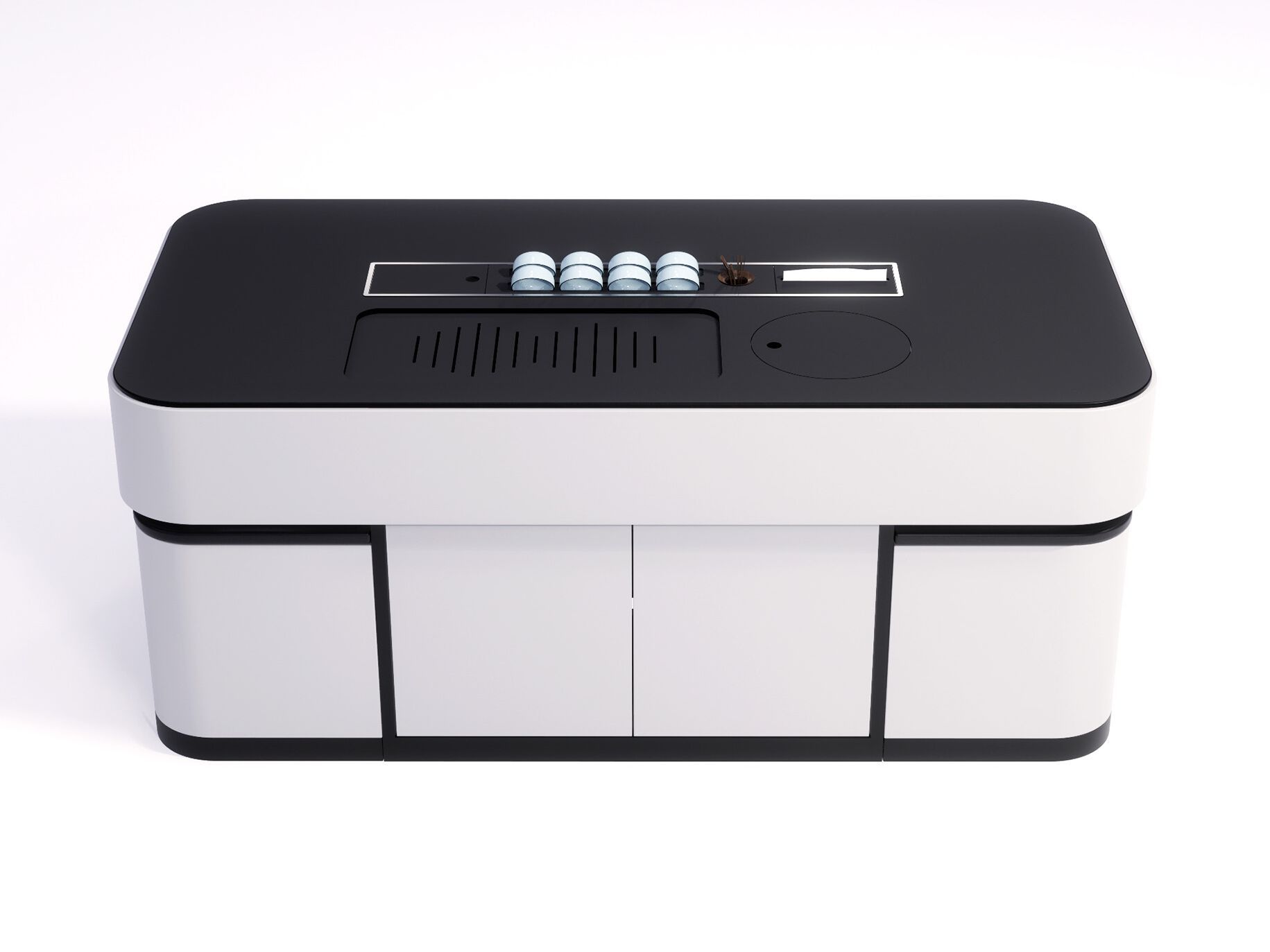 Прямоугольный стол для общественных мест со встроенными стульями MaxForm Titan ARCH-00062716