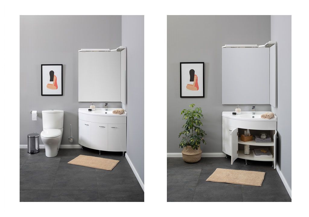 Зеркало Aquanet Корнер 88 R белый 00158821 - Вид №4