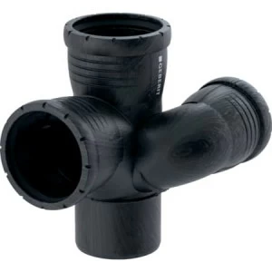 GEBERIT 393.564.14.1 Крестовина Geberit Silent-Pro, левая со смещенным впуском и дополнительным отводом 87,5°