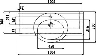 ET105-00CB00E-0000 Раковина ET105 мебельная (50*105 см) Creavit  - Вид №1