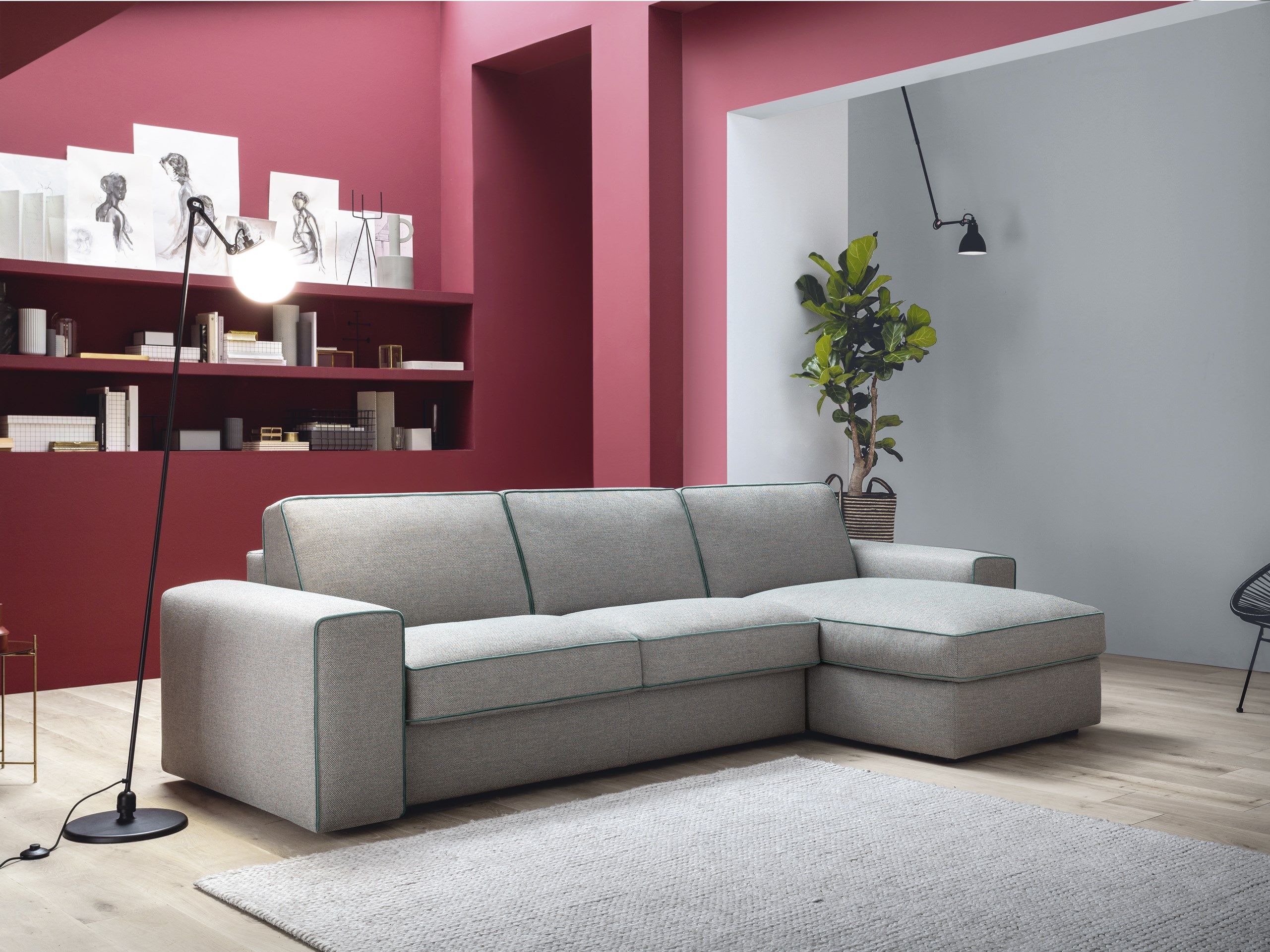 Двуспальный диван-кровать из ткани с полуостровом Felis Day &amp ARCH-00097456 - Вид №1