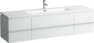 H4013610759991 Шкафчик под раковину с сифоном, экономящим пространство, для раковин 816438, 1 выдвижной ящик, 2 дверцы, 2 стеклянные полки LAUFEN PRO