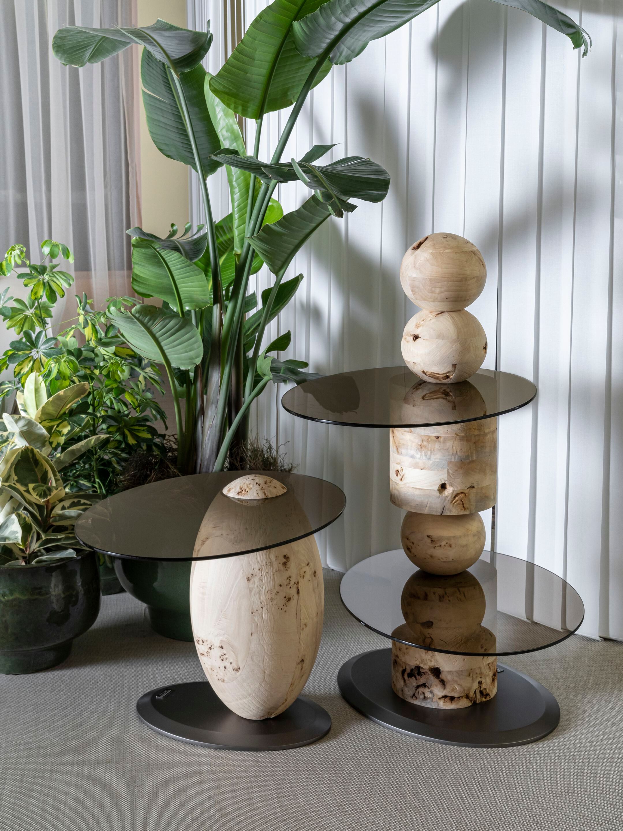 Низкий овальный журнальный столик из дерева и стекла Bizzotto Italia Нара ARCH-00126522 - Вид №2