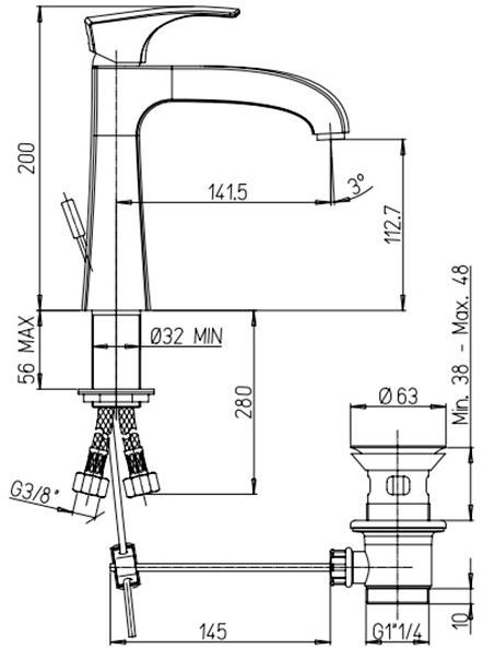 Paini Lady 89OP211 смеситель для раковины с донным клапаном - Вид №3