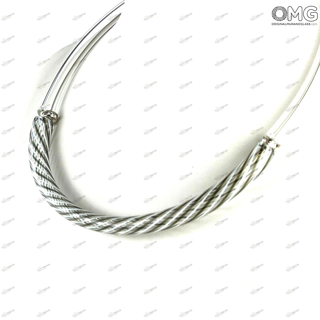 4422 ORIGINALMURANOGLASS Колье Дениз Белое - филигрань - муранское стекло OMG 21 см 