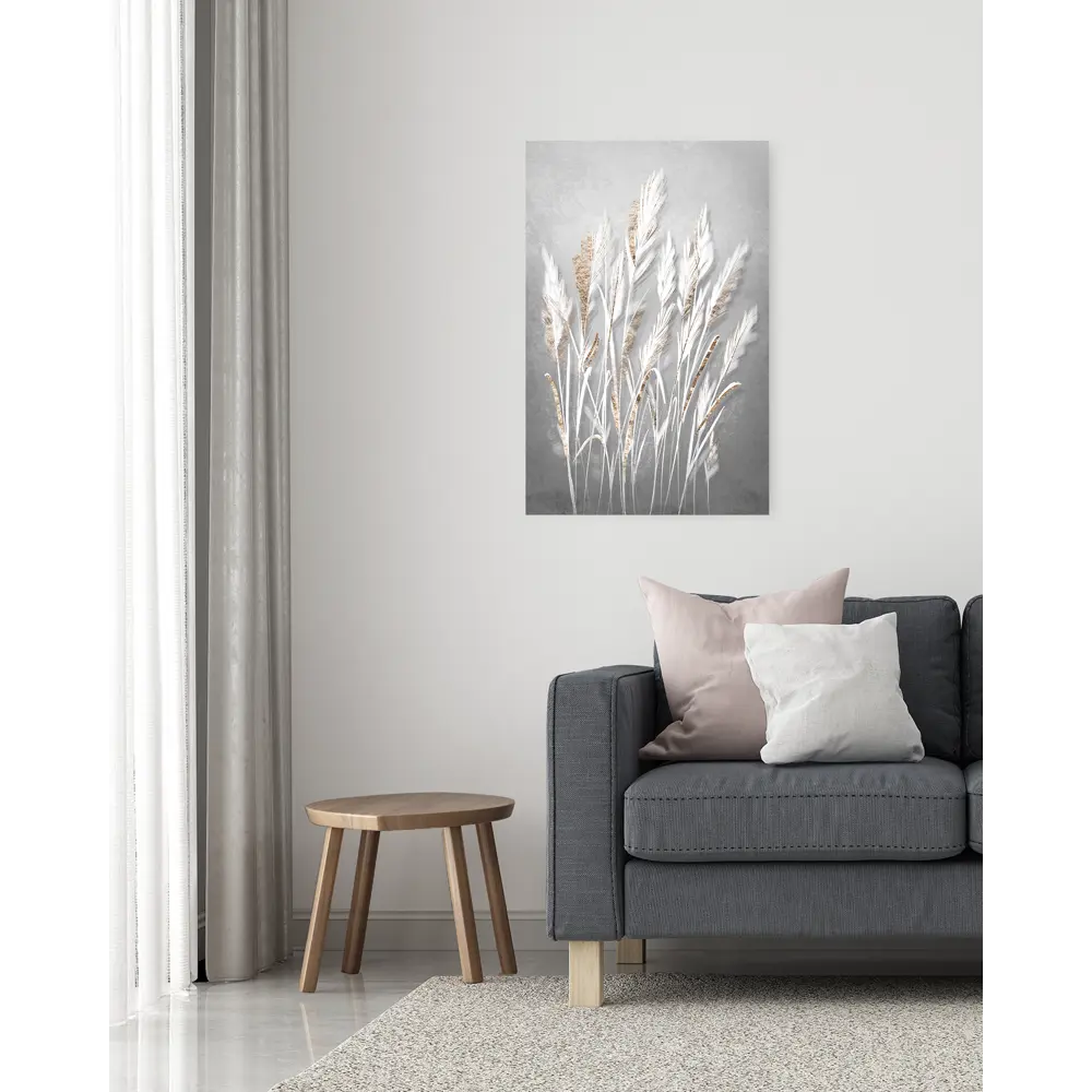 Картина на холсте Белая трава 40x60 см 86551624 STLM-2201849 Постер-лайн  - Вид №1