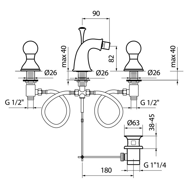 KA710202015 Смеситель для биде Webert Karenina  - Вид №1