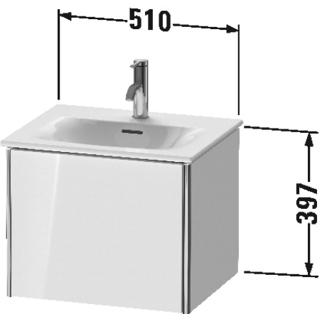 XS422104343 Тумбочка подвесная XSquare #XS4221 510 x 418 мм Базальт матовый, декор Duravit - Вид №1