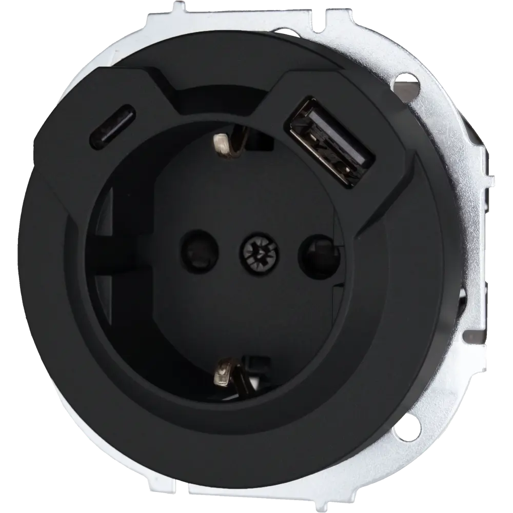 Розетка TC+USB встраиваемая Lezard Osen с заземлением цвет черный 89424742 STLM-2029441 - Вид №1