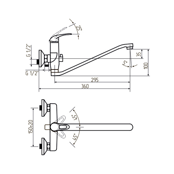 35-S35/K OPEN  Смеситель универсальный  ARGO kran 35s35kopen - Вид №1