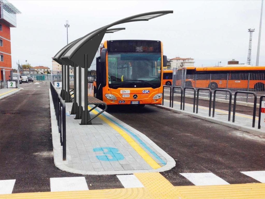 Стальной и поликарбонатный навес для автобусной остановки EUROCOMITALIA современная мебель ARCH-00114150 - Вид №2