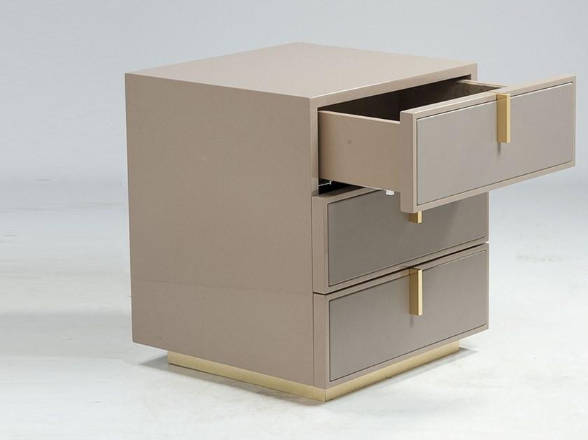 Paolo Castelli Лаковая прикроватная тумбочка из мдф и воловьей кожи с ящиками Fine sun-id-1503014 - Вид №1