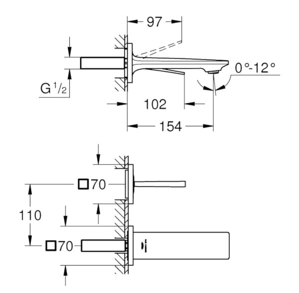 Однорычажный настенный смеситель для раковины с 2 отверстиями Grohe Allure New ARCH-00097681 - Вид №4