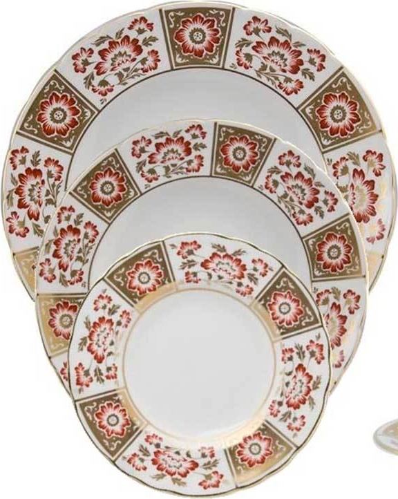 90780 Royal Crown Derby Набор индивидуальный 1/5 "Дерби, красный декор" Фарфор костяной 