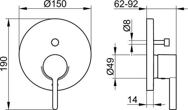 51572010281 Встраиваемый oднорычажный смеситель ванна/душ KEUCO Edition 400 - Вид №2