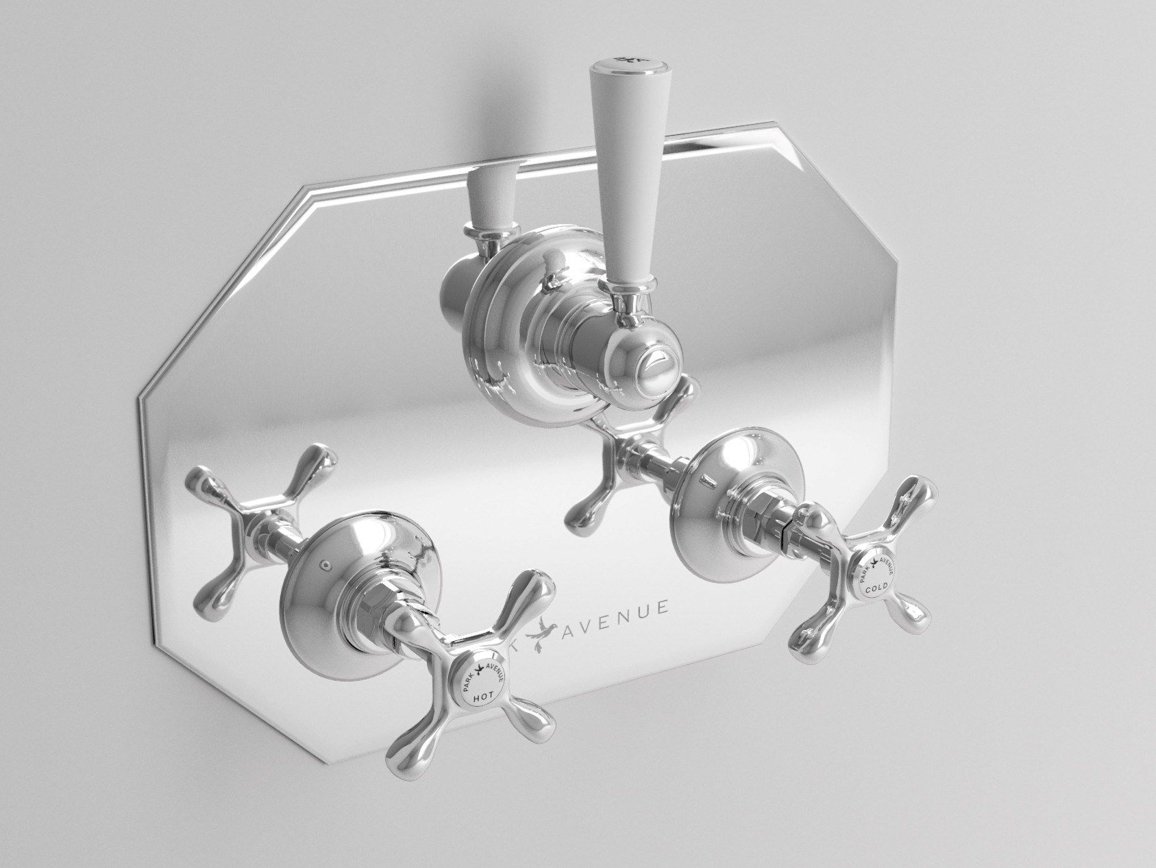 Встраиваемый смеситель для душа с 3 отверстиями и пластиной Park Avenue Джеймс ARCH-00074522 - Вид №1