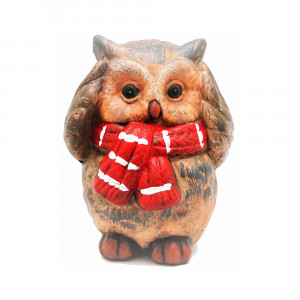 18034 Сова в шарфе средняя 12.5 х 12.5 х 15.5 см