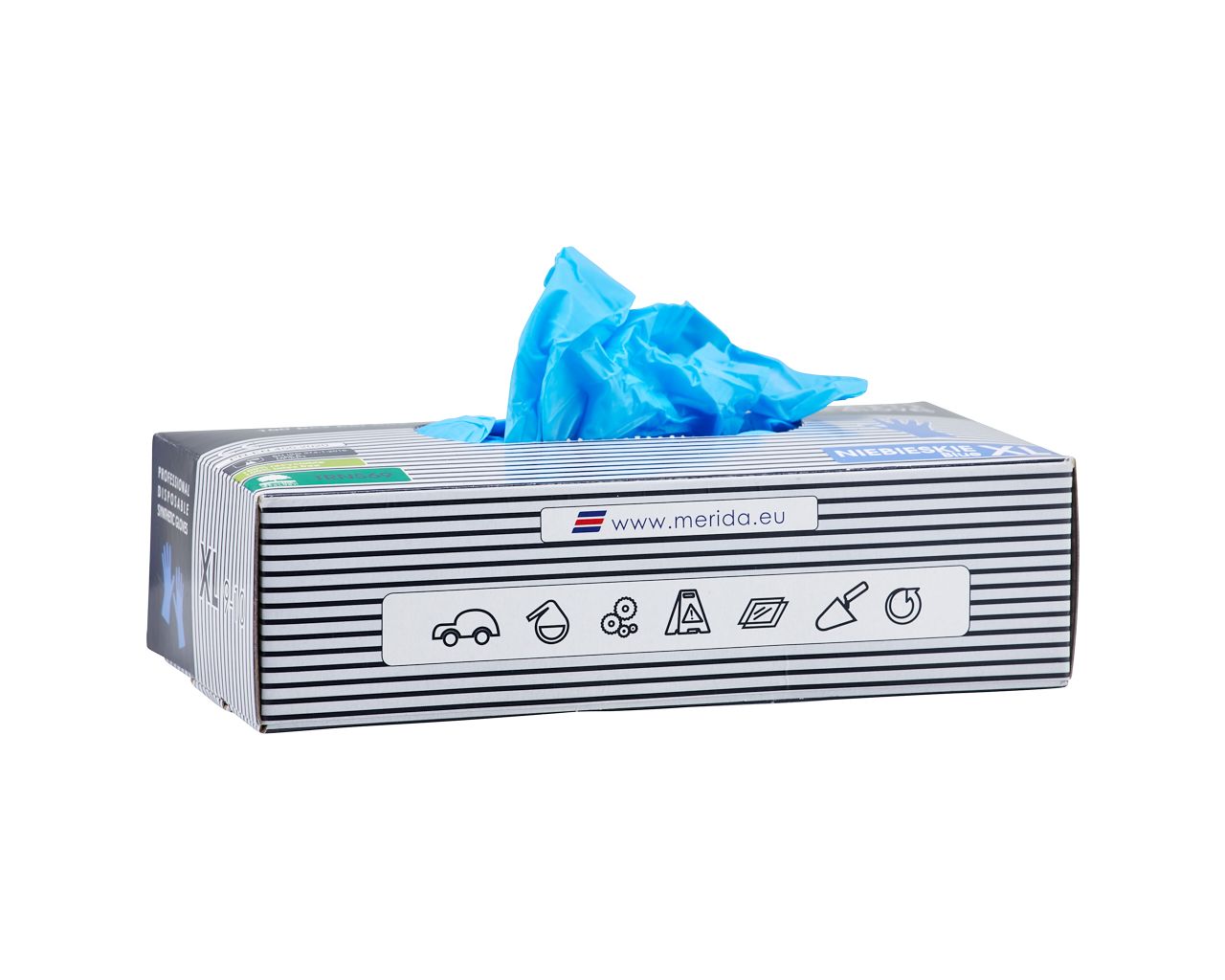 TRN567 Винилнитриловые перчатки, синие, размер M, 100 шт./упаковка Merida  - Вид №2