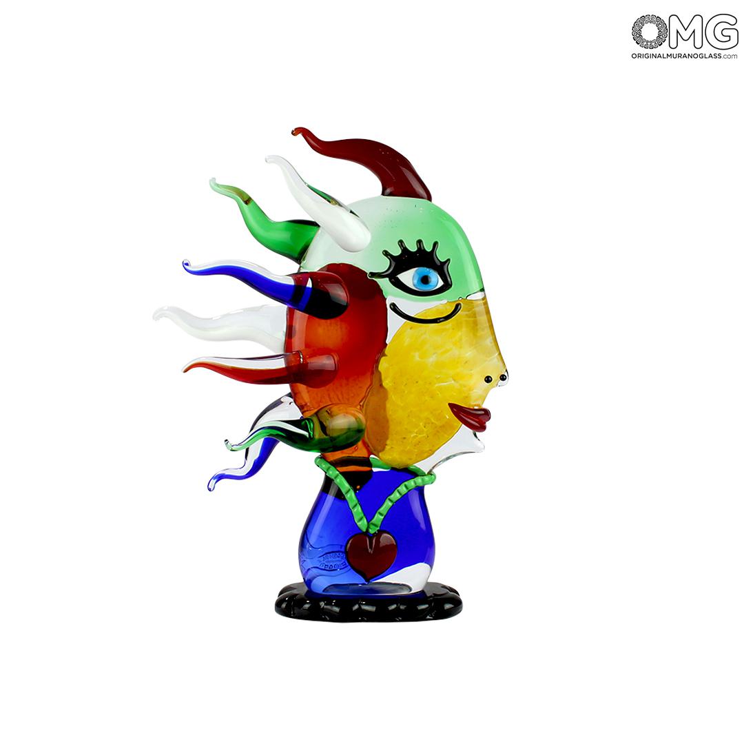 4701 ORIGINALMURANOGLASS Скульптура Голова Женщины - Pop Art - Original Murano Glass OMG 35 см PICASSO - Вид №1
