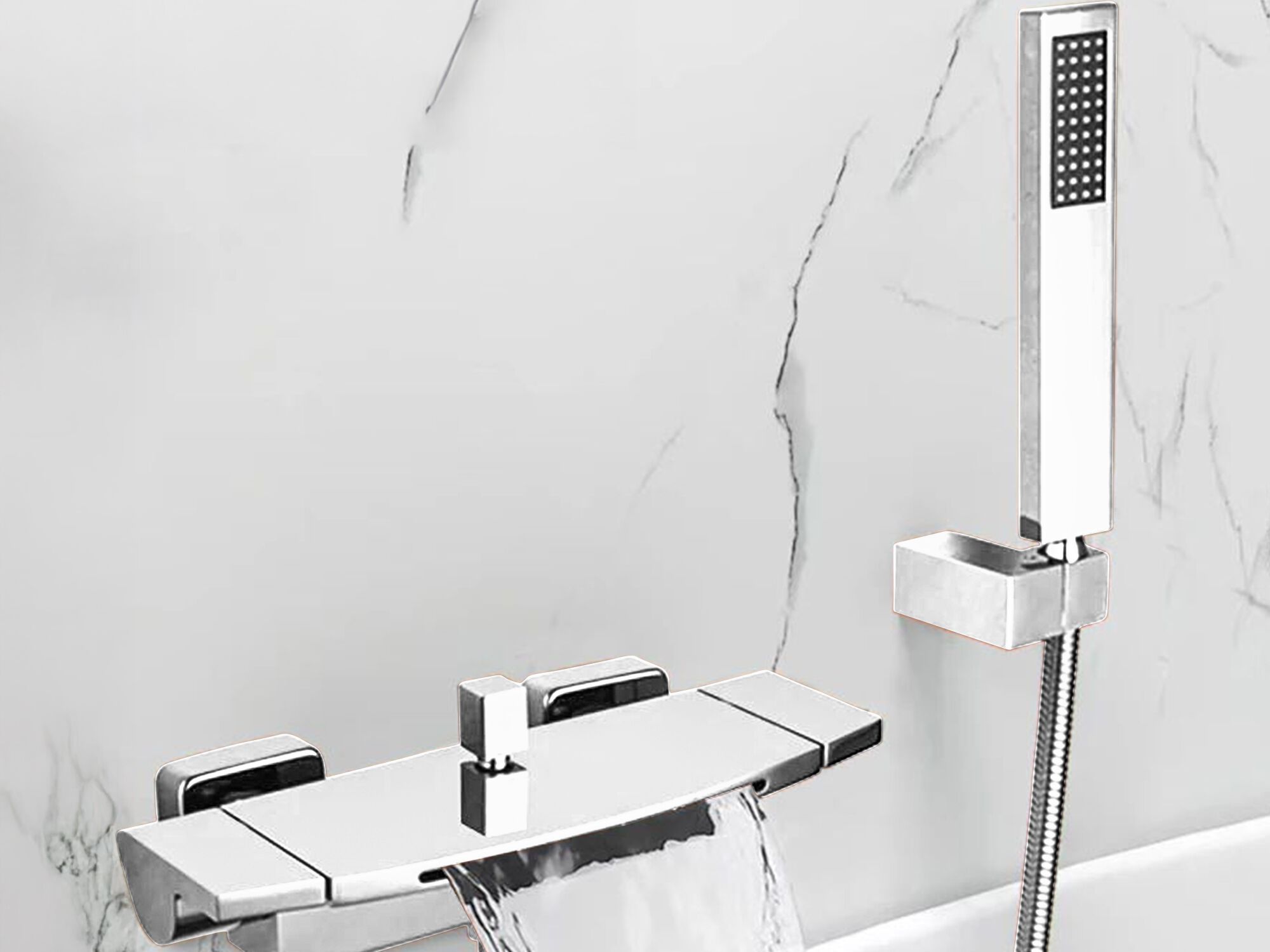 Смеситель для ванны с водопадом с 3 отверстиями и ручным душем Fontana Showers CEHEGÌN ARCH-00007128