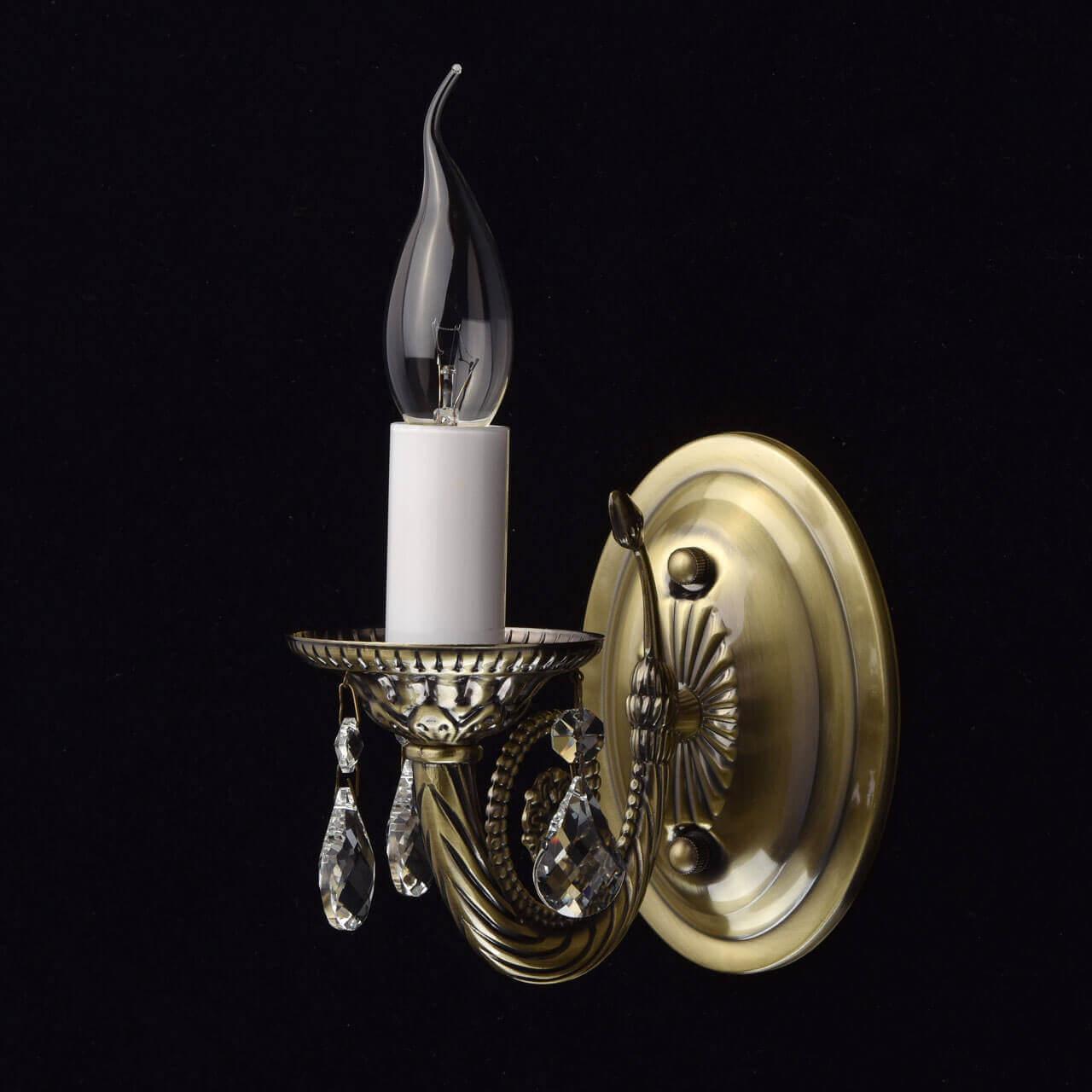 Бра металлическое с подвесками бронза "Аврора" 371022901 MW-LIGHT СВЕЧА 00-3928100 Бронза  - Вид №1