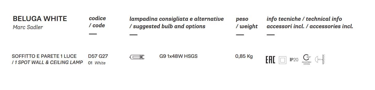 Регулируемый потолочный прожектор Fabbian Beluga White ARCH-00088915 - Вид №3