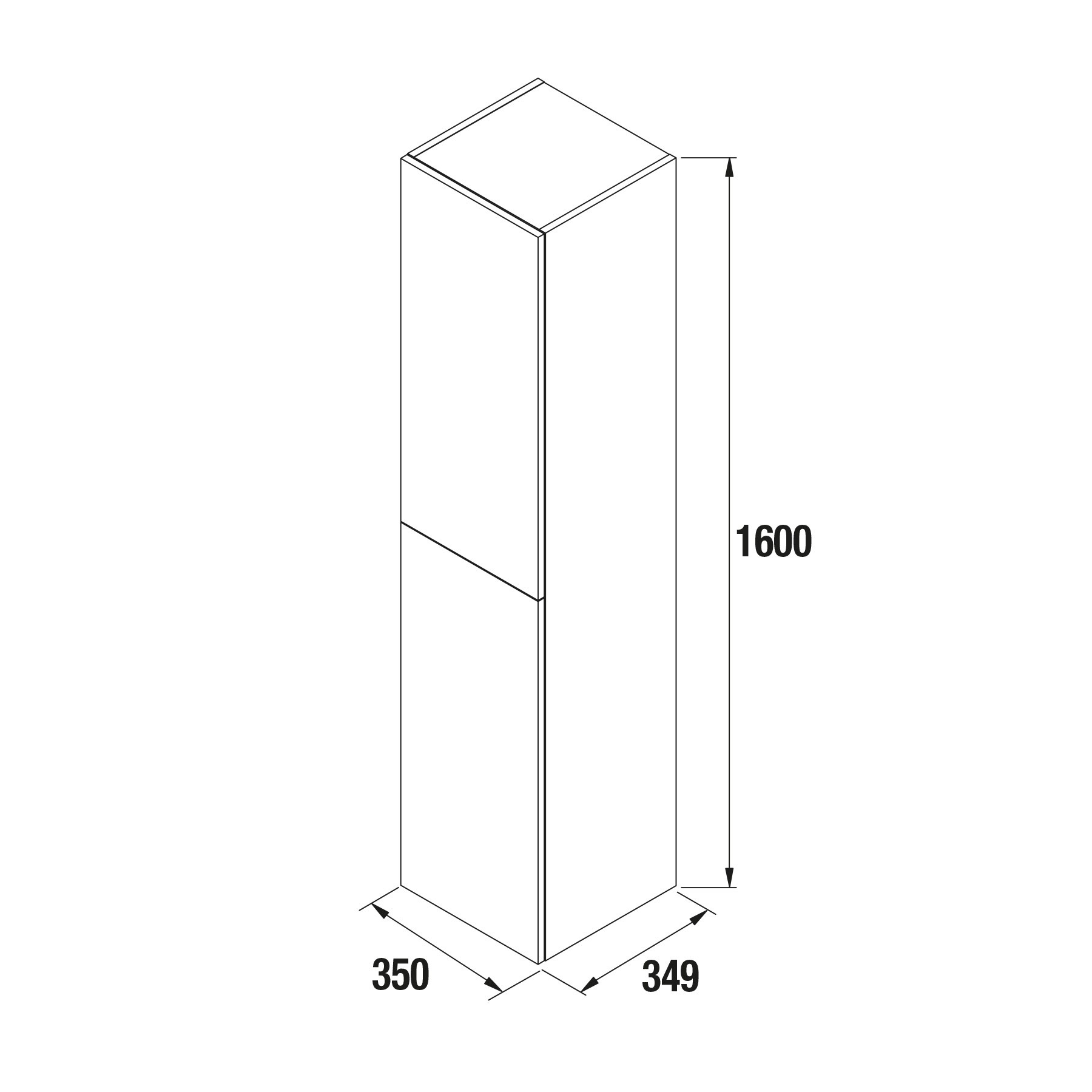 22830 SALGAR Колонна АЛЬЯНС 1600 двусторонняя 2-дверная нажимная BAY PINE 350 x 1600 x 349 мм Лавровая сосна  - Вид №2