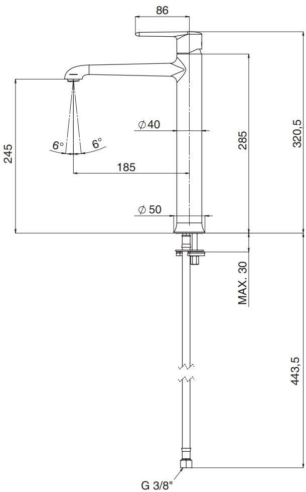 Rubinetterie Mariani Смеситель для раковины, однорычажный, из латуни, без слива Armonia 398/ar - Вид №2