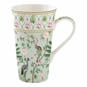 Кружка фарфоровая 0,6 л белая "Тропики" EASY LIFE COFFEEMANIA & ATMOSPHERE 00-3947019 Белый;зеленый