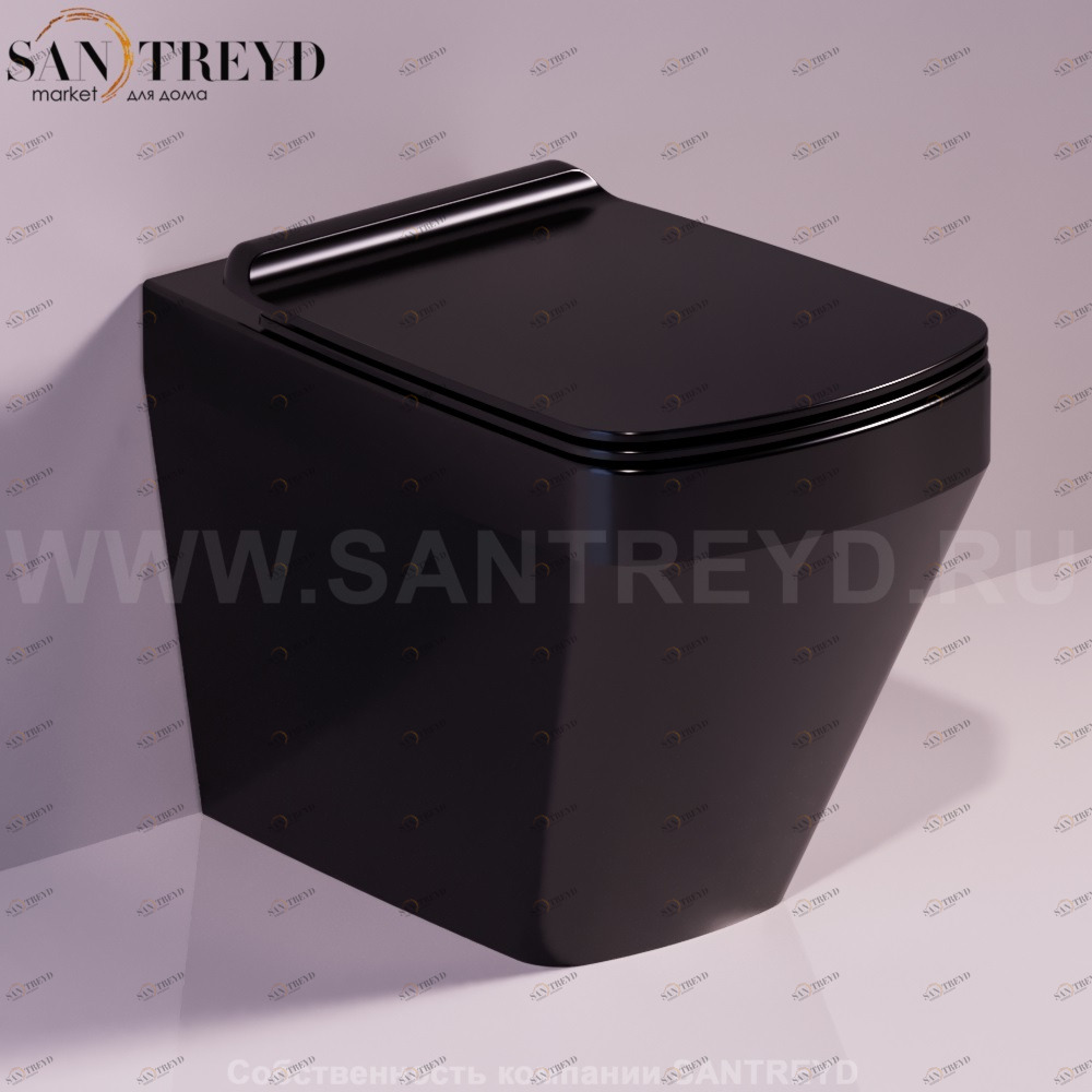 VI01NERO Приставной унитаз напольный Черный Simas Baden Baden Италия
