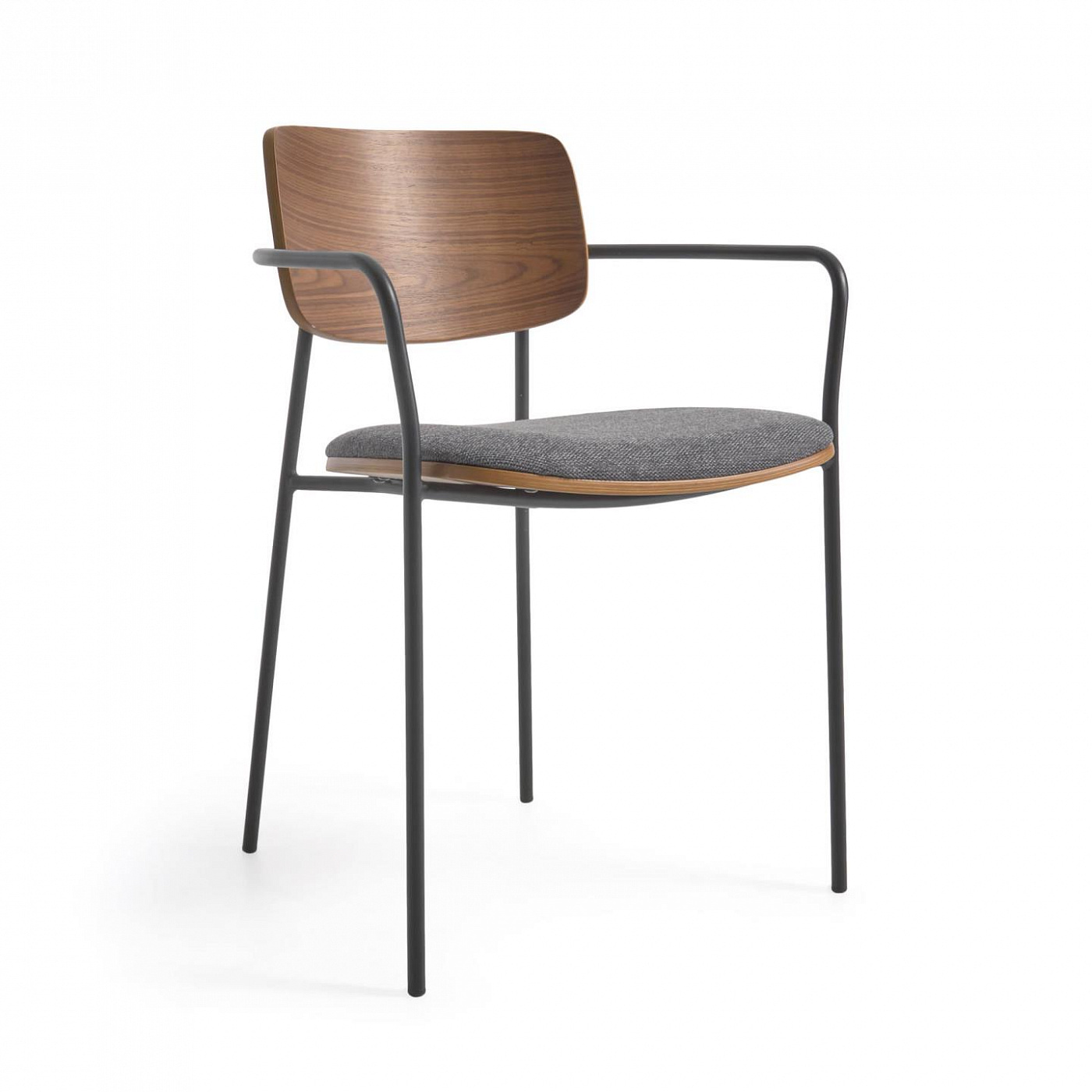 108302 Стул со шпоном ореха и металлом в черной отделке La Forma Maureen 