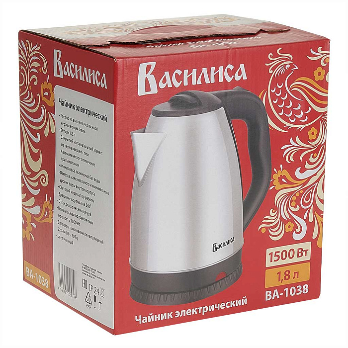 9050546 Электрочайник Василиса ВА-1038 черный STDN-0100471 - Вид №3