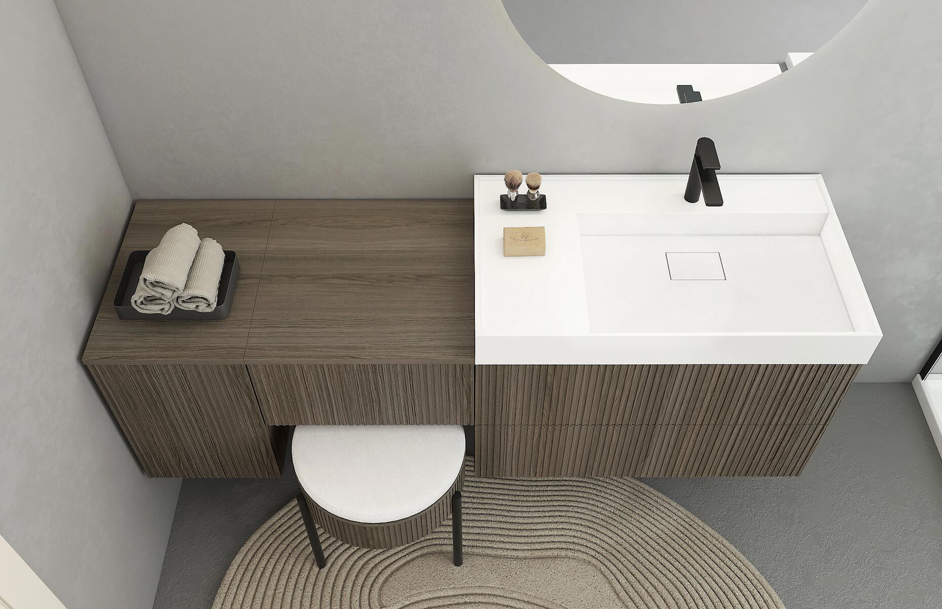 Деревянный подвесной туалетный столик с зеркалом LEGNOBAGNO Re-Stretch ARCH-00135519 - Вид №1