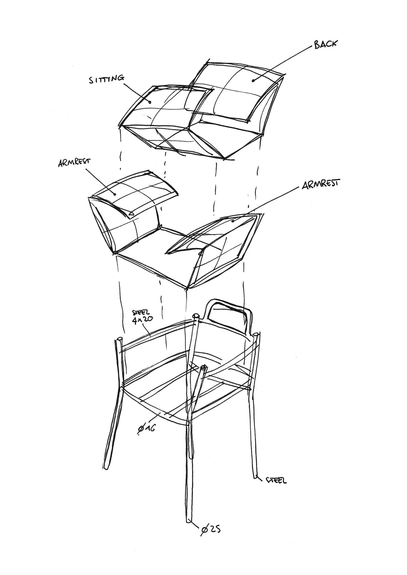 Тканевый мягкий садовый стул с подлокотниками S-CAB Breeze ARCH-00110792 - Вид №34