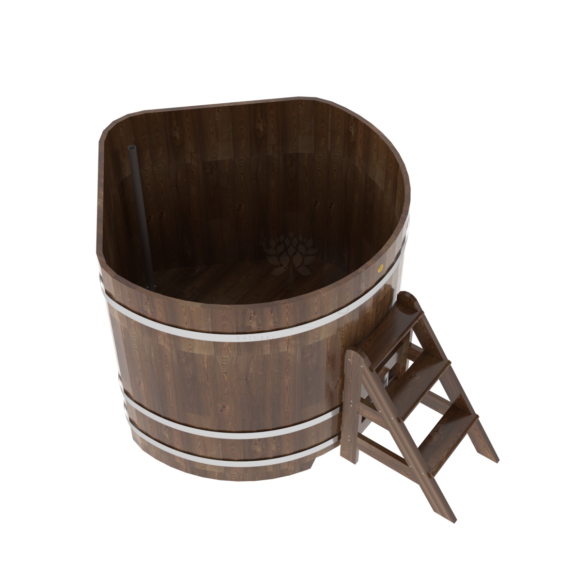 1587 Купель угловая из сращенных ламелей лиственницы 1,37х1,37х1,2 морёная Alyarus  - Вид №2